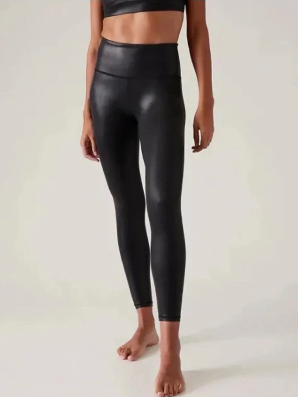 Athleta Black Elation Faux Leather Tight